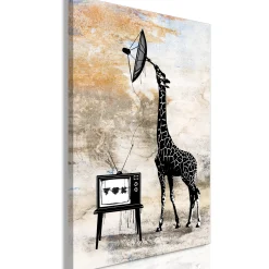 Kunstdruck auf Leinwand 'Television Giraffe Vertical'