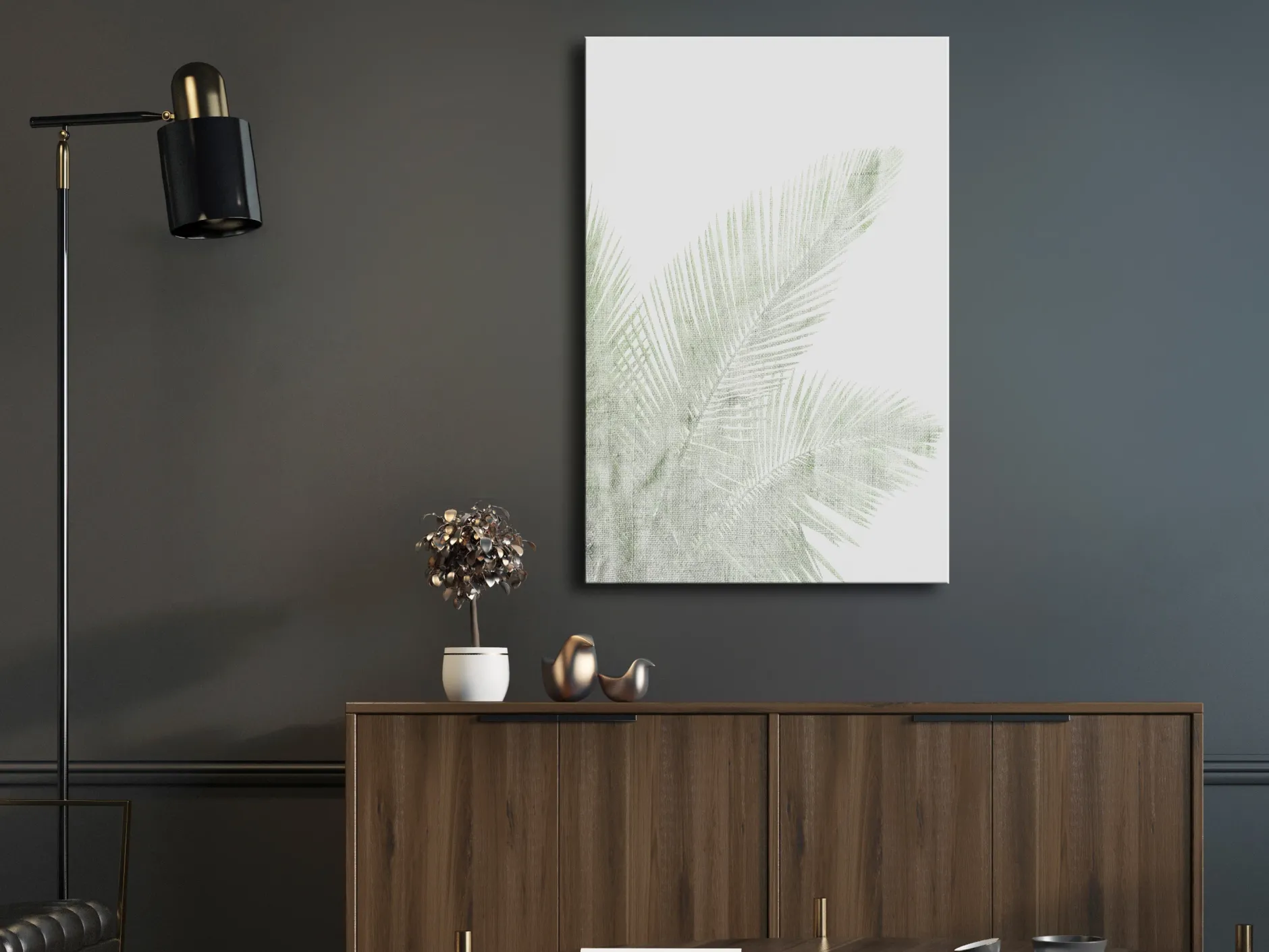 Kunstdruck auf Leinwand 'Velvet Green Vertical'