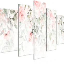 Kunstdruck auf Leinwand 'Waterfall of Roses (5-teilig) Wide - First Variant'