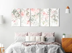 Kunstdruck auf Leinwand 'Waterfall of Roses (5-teilig) Narrow - First Variant'