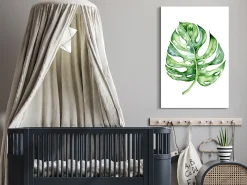 Kunstdruck auf Leinwand 'Watercolor Monstera Vertical'