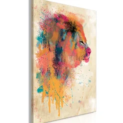 Kunstdruck auf Leinwand 'Watercolor Lion Vertical'
