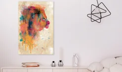 Kunstdruck auf Leinwand 'Watercolor Lion Vertical'