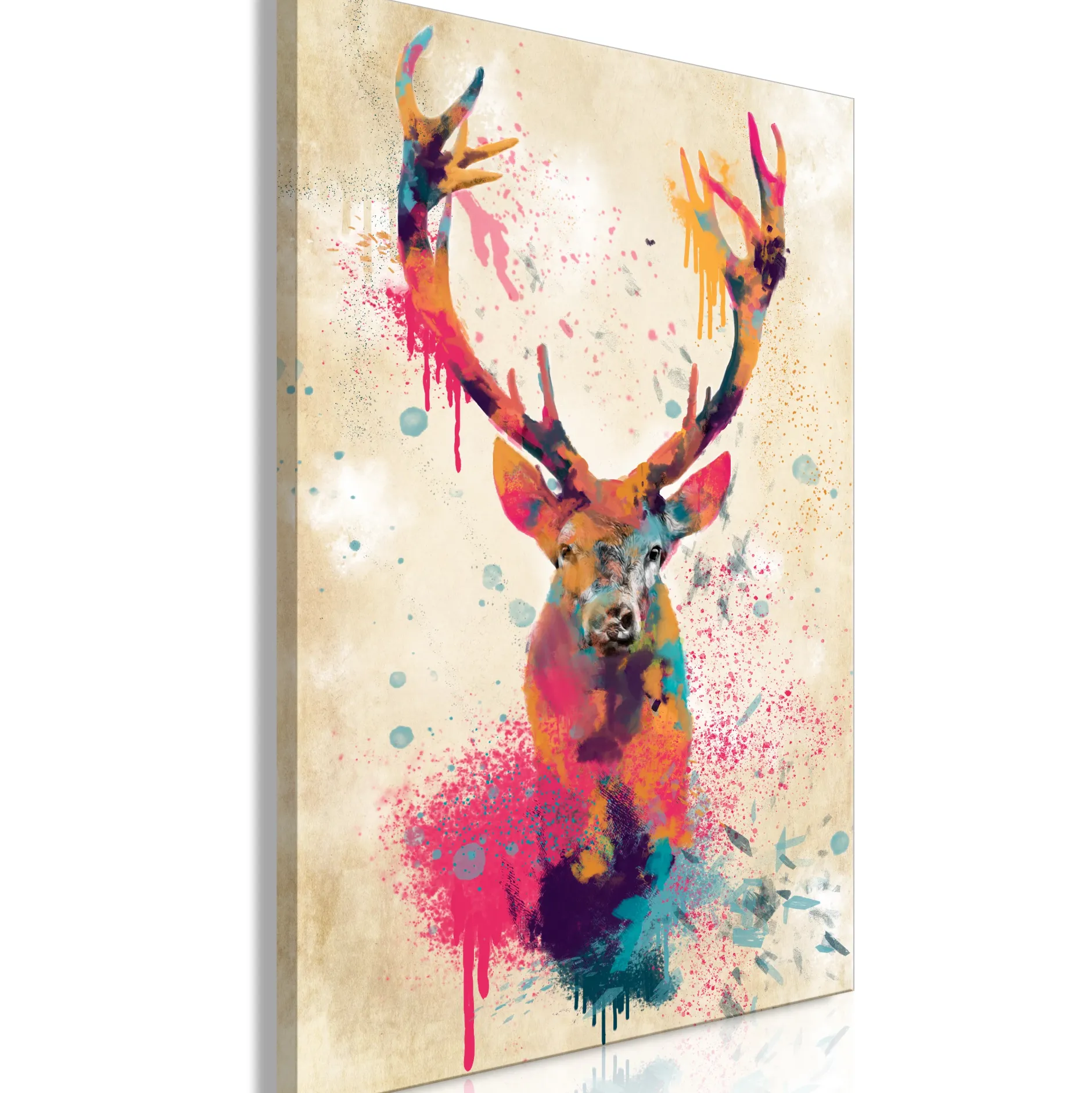 Kunstdruck auf Leinwand 'Watercolor Deer Vertical'