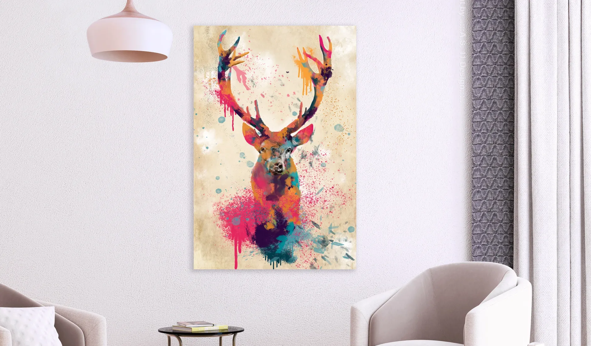 Kunstdruck auf Leinwand 'Watercolor Deer Vertical'