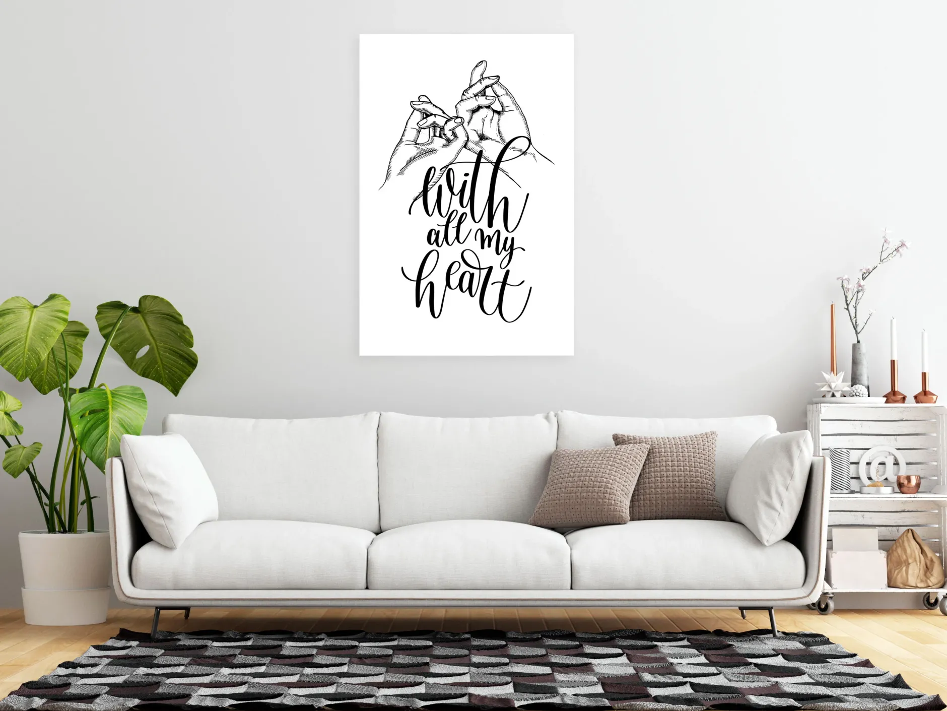 Kunstdruck auf Leinwand 'With All My Heart Vertical'