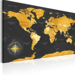 Kunstdruck auf Leinwand 'World Maps: Golden World'