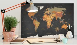 Kunstdruck auf Leinwand 'World Map: Secrets of the Earth'