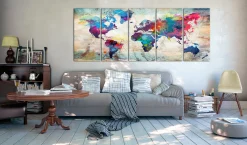 Kunstdruck auf Leinwand 'World Map: Cracked Wall'