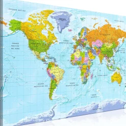Kunstdruck auf Leinwand 'World Map: Colour Palettes Italian Text'