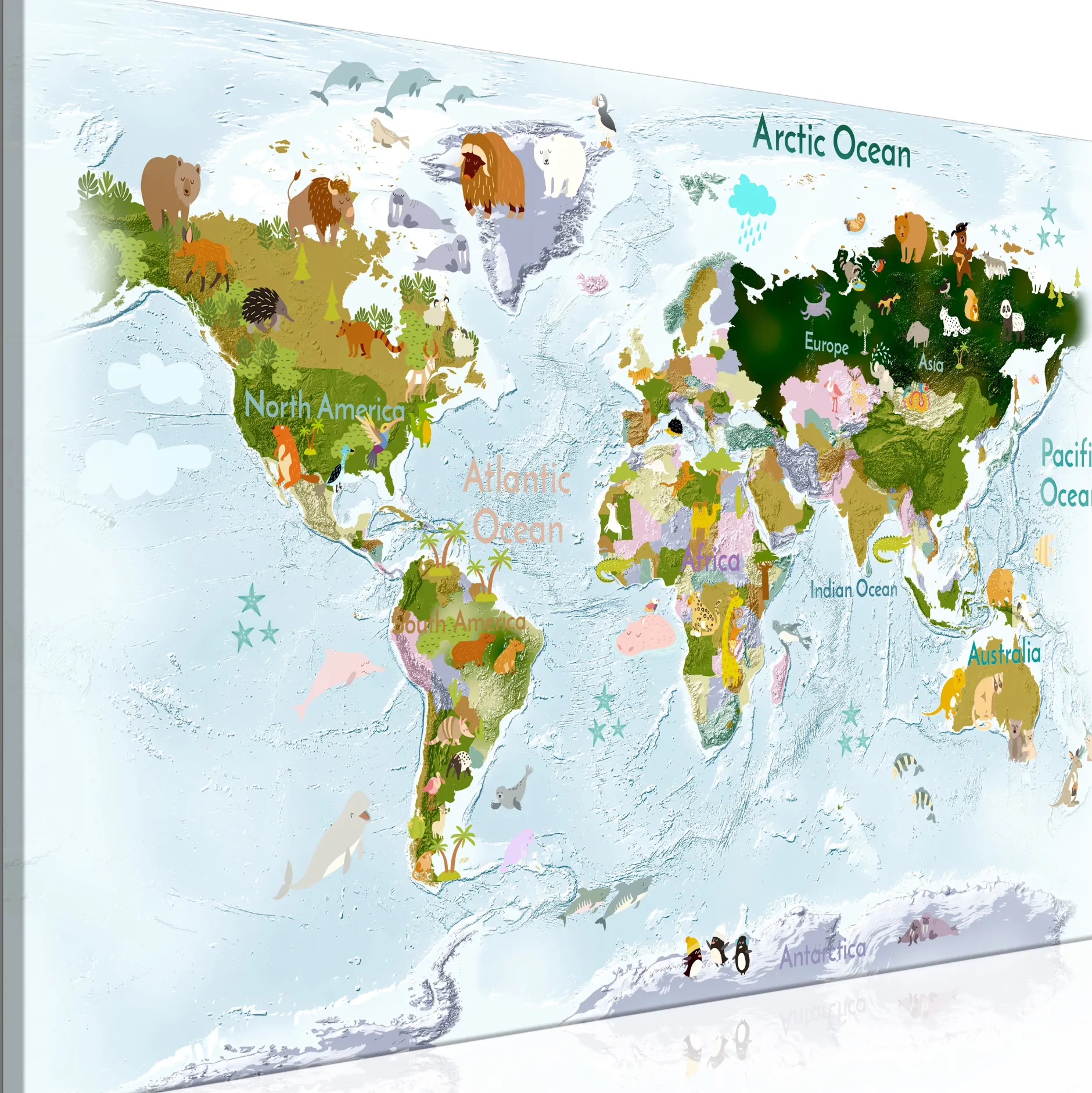 Kunstdruck auf Leinwand 'World Animals Wide'