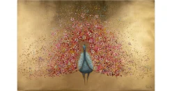 Kunstdruck 'Goldener Blütenpfau'