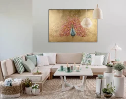 Kunstdruck 'Goldener Blütenpfau'