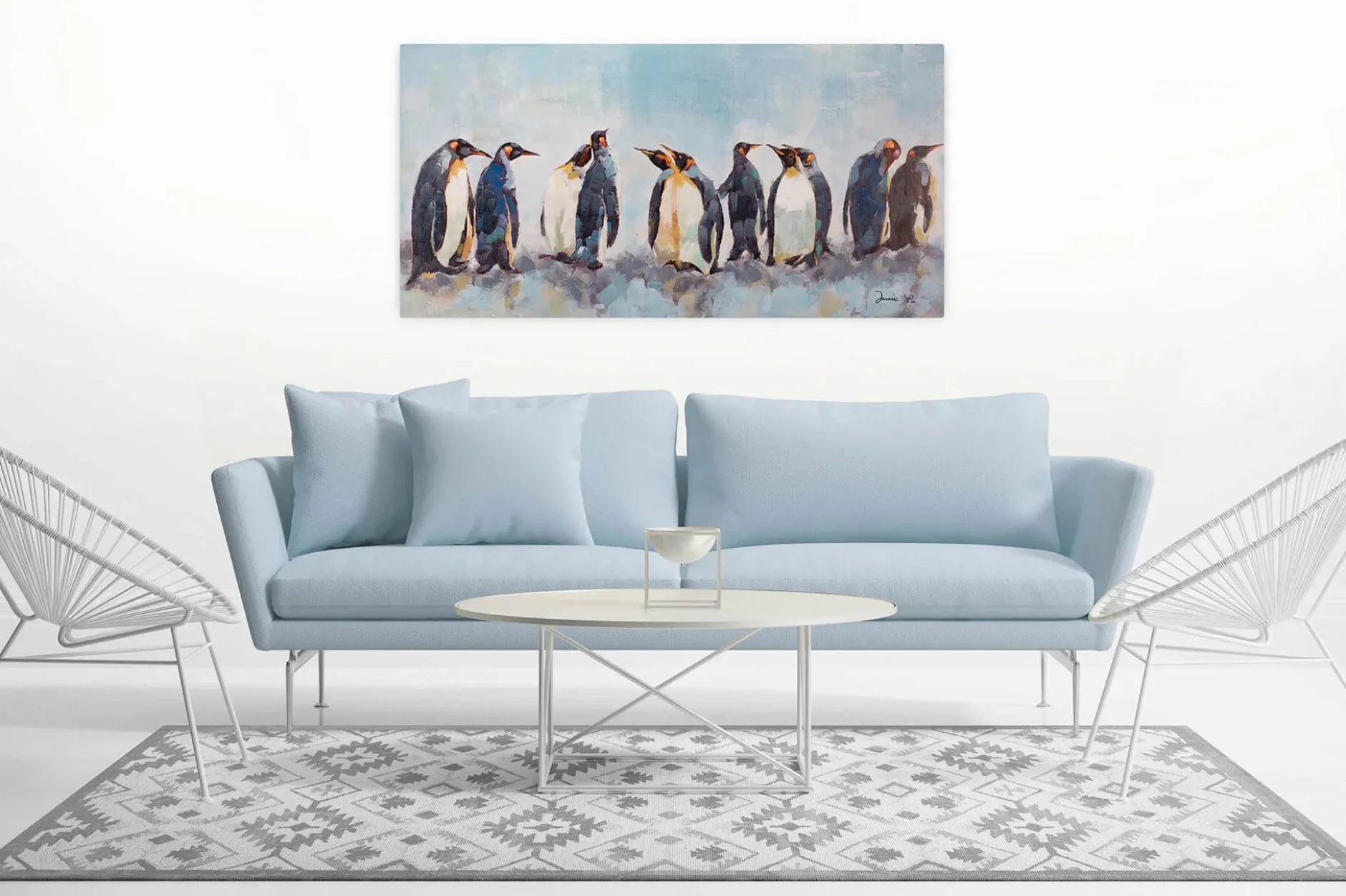 Kunstdruck 'Kreis der Pinguine'