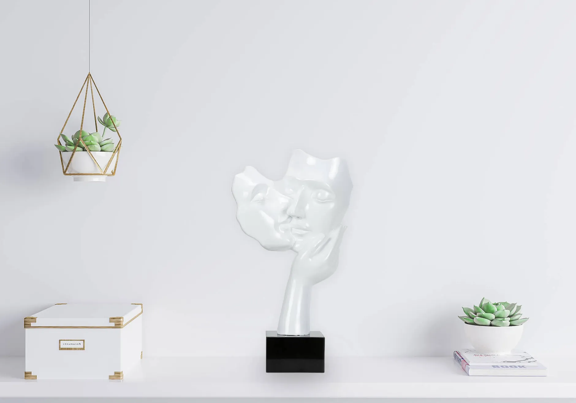 Kunststein Skulptur 'Kuss der Unschuld' 27x50x14cm