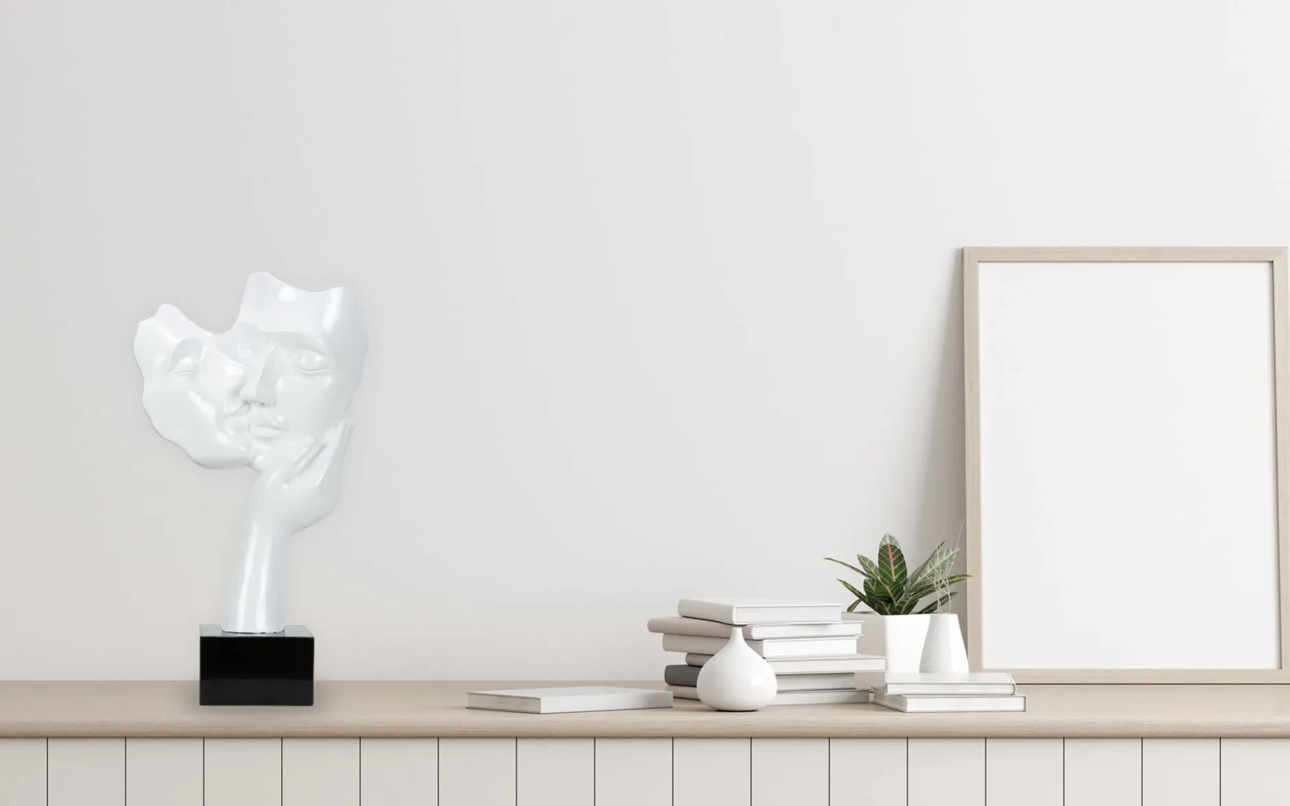 Kunststein Skulptur 'Kuss der Unschuld' 27x50x14cm