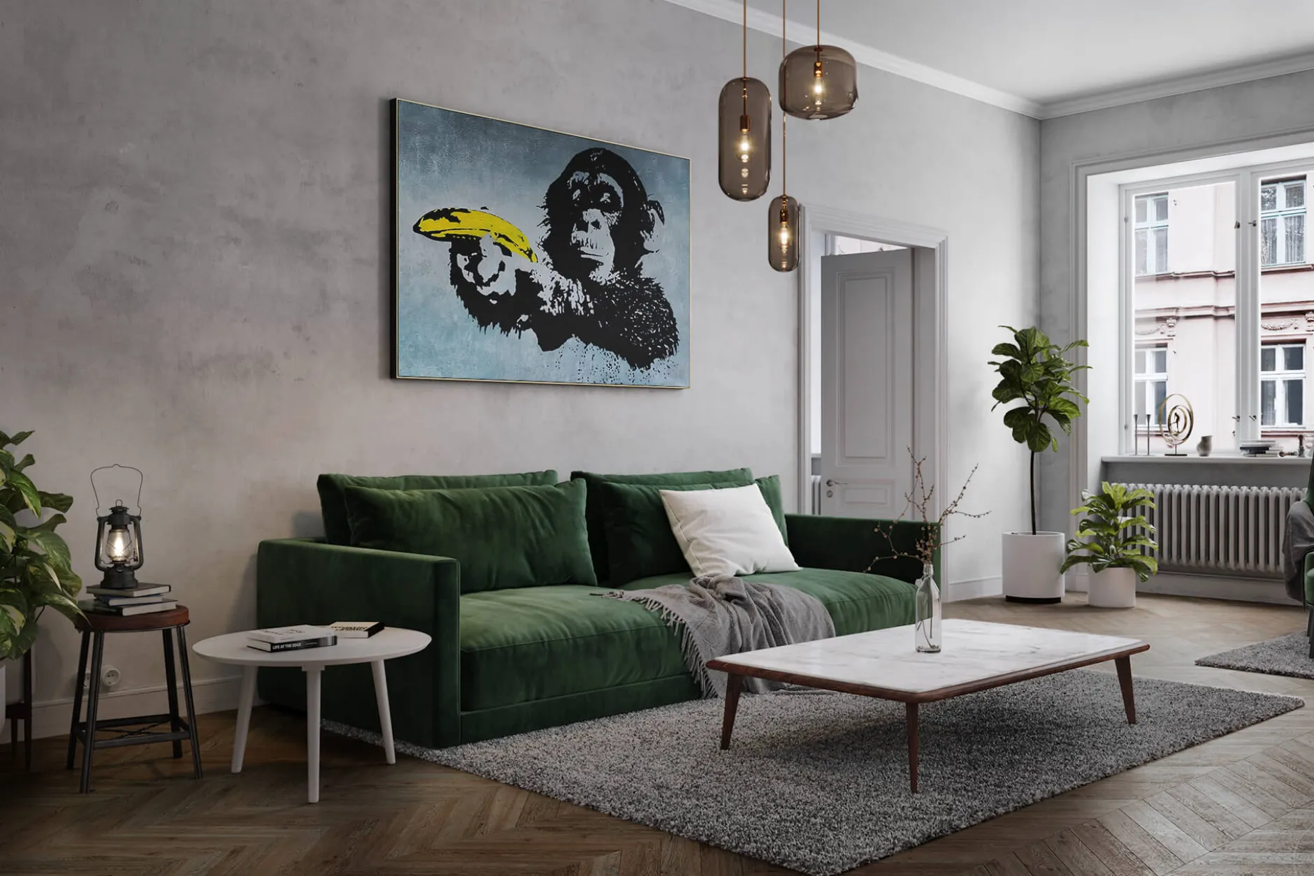Öl Gemälde 'Banksy's Monkey' | Handgemaltes Unikat