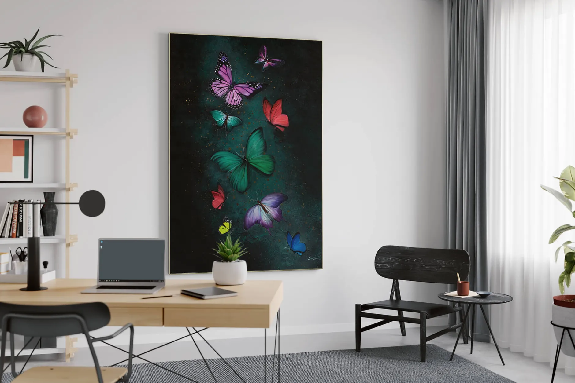 Öl Gemälde 'Butterfly Cosmos' | Handgemaltes Unikat
