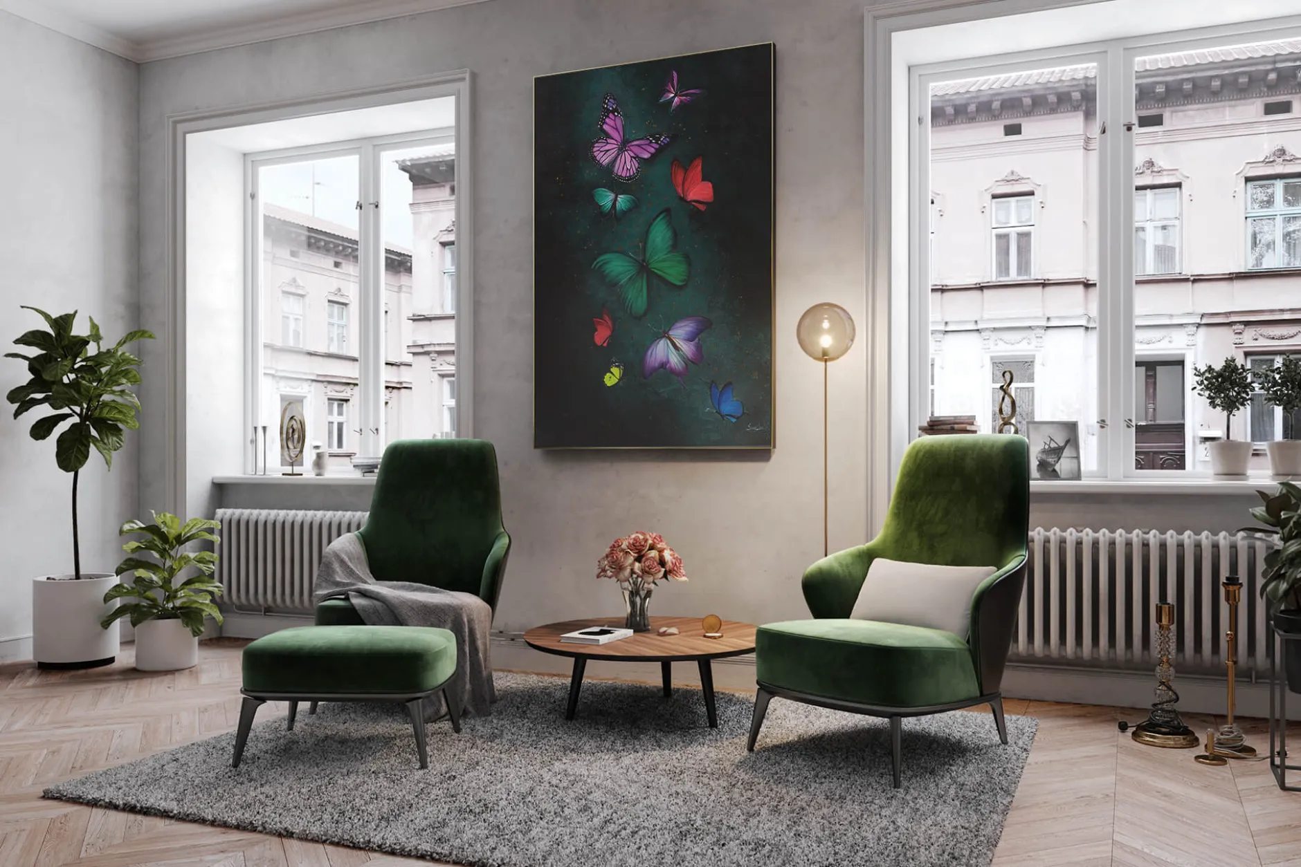 Öl Gemälde 'Butterfly Cosmos' | Handgemaltes Unikat