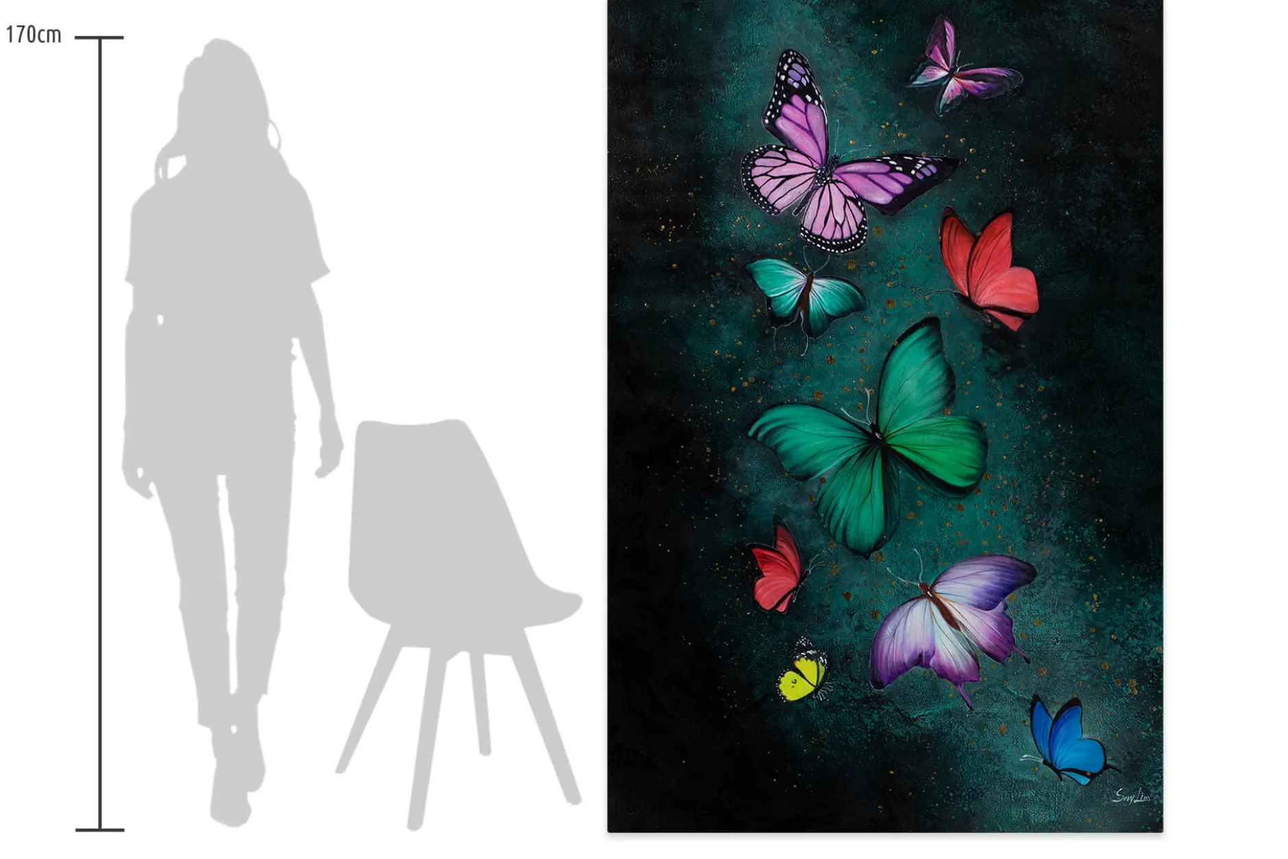 Öl Gemälde 'Butterfly Cosmos' | Handgemaltes Unikat