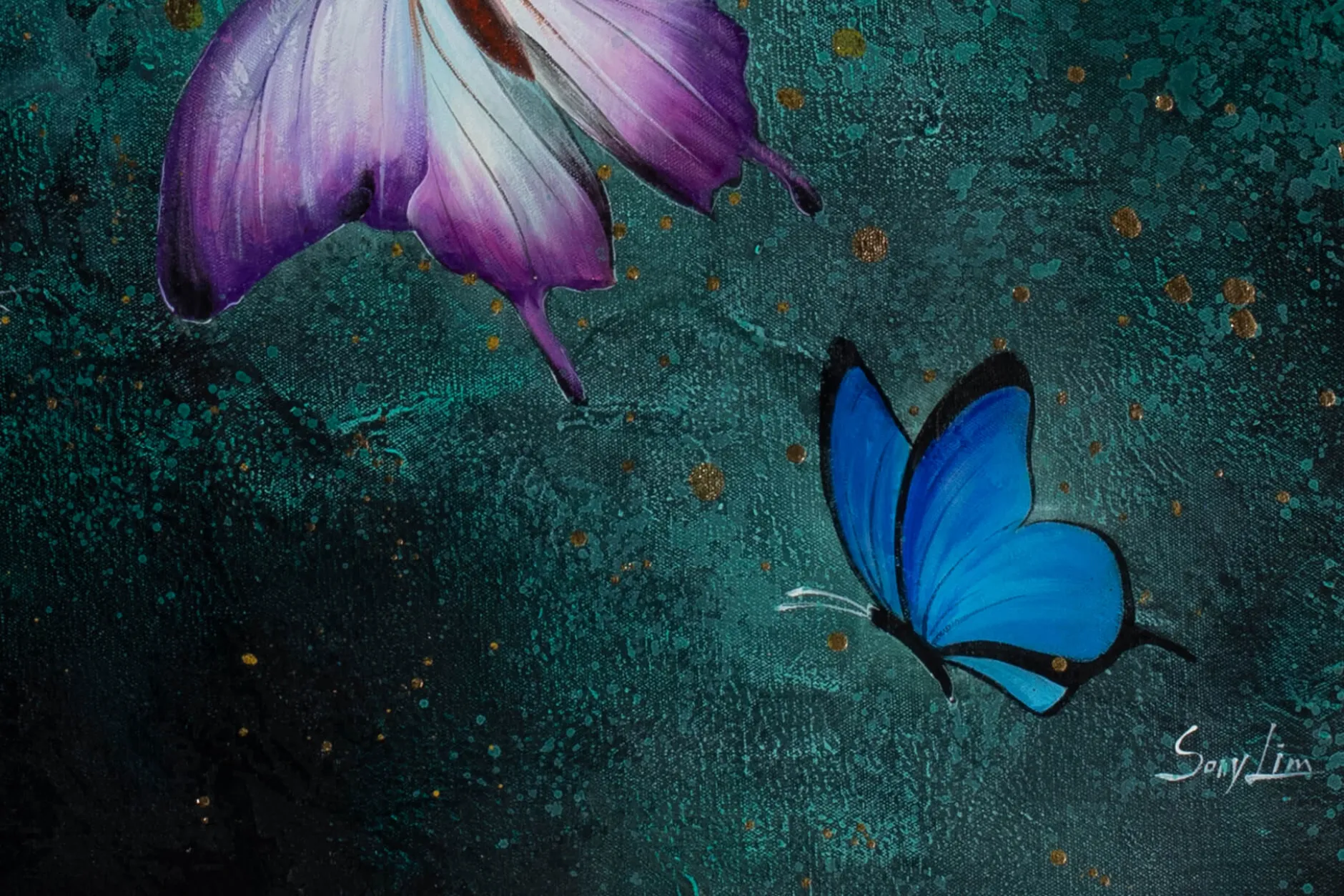 Öl Gemälde 'Butterfly Cosmos' | Handgemaltes Unikat