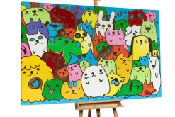 Öl Gemälde 'Doodle Cats' | Handgemaltes Unikat