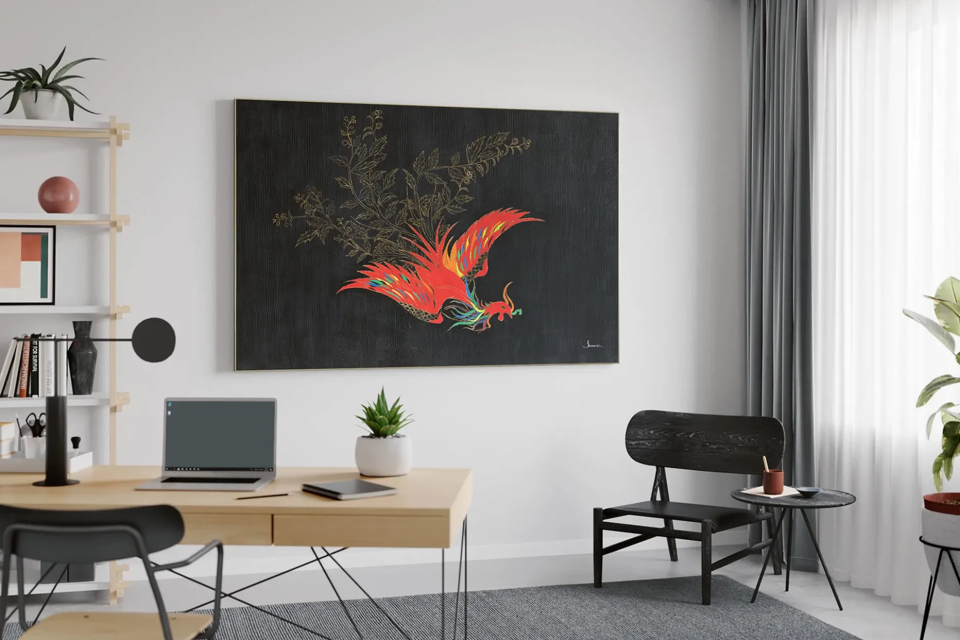Öl Gemälde 'Fascinating Phoenix' | Handgemaltes Unikat