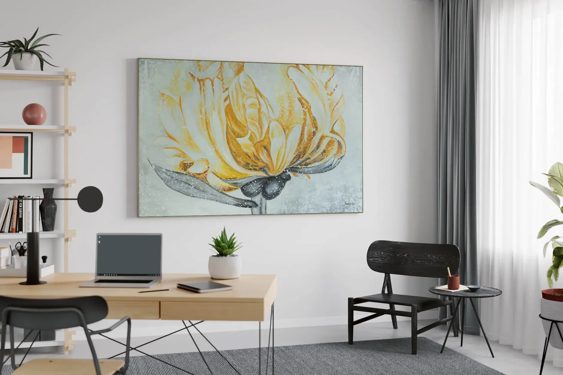 Öl Gemälde 'Flame Blossom' | Handgemaltes Unikat