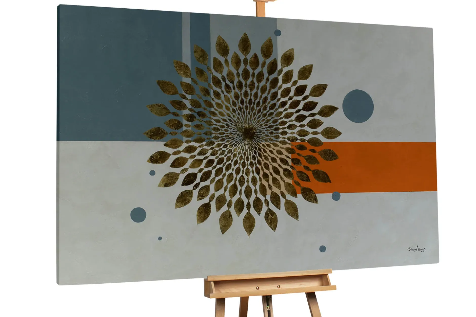 Öl Gemälde 'Geometric Sun' | Handgemaltes Unikat