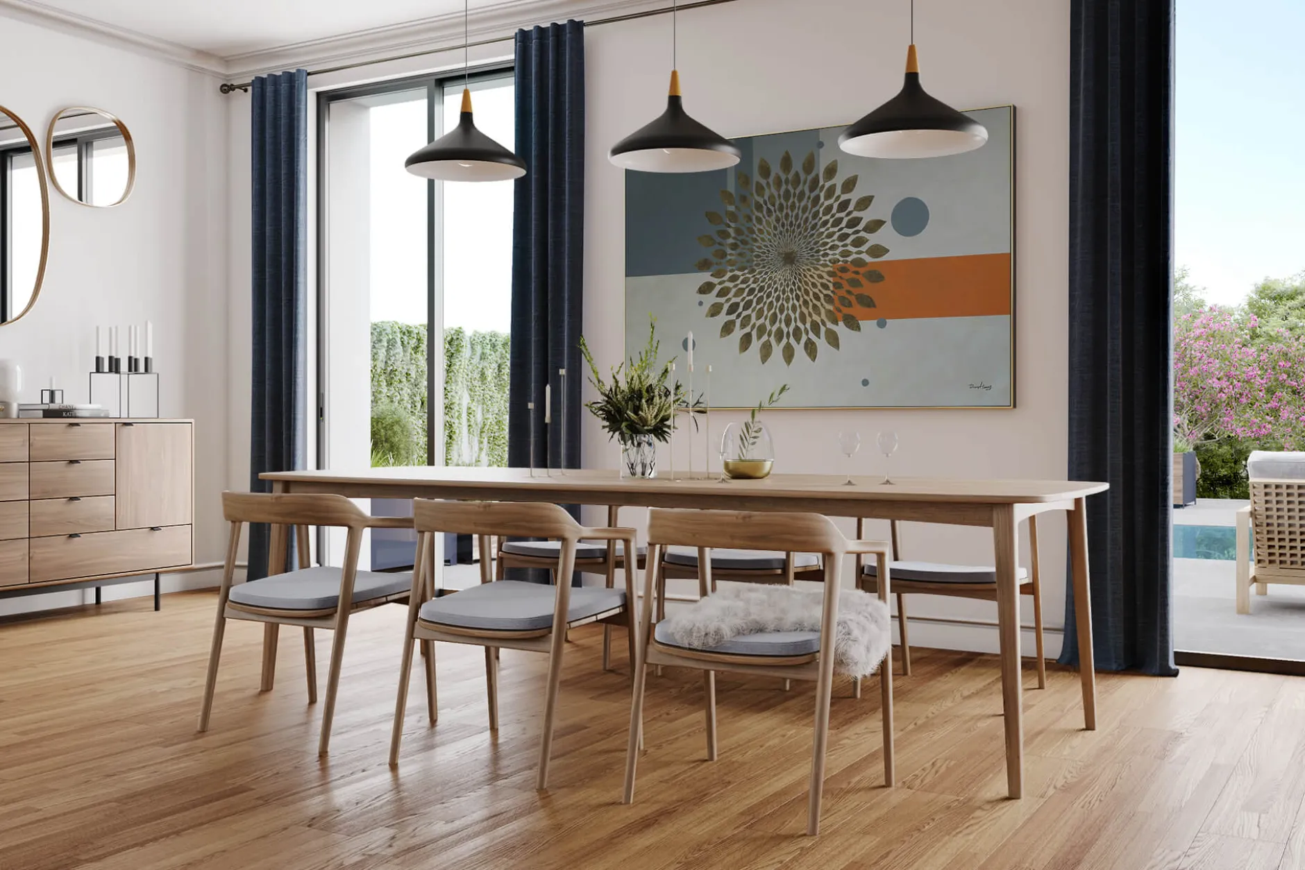 Öl Gemälde 'Geometric Sun' | Handgemaltes Unikat