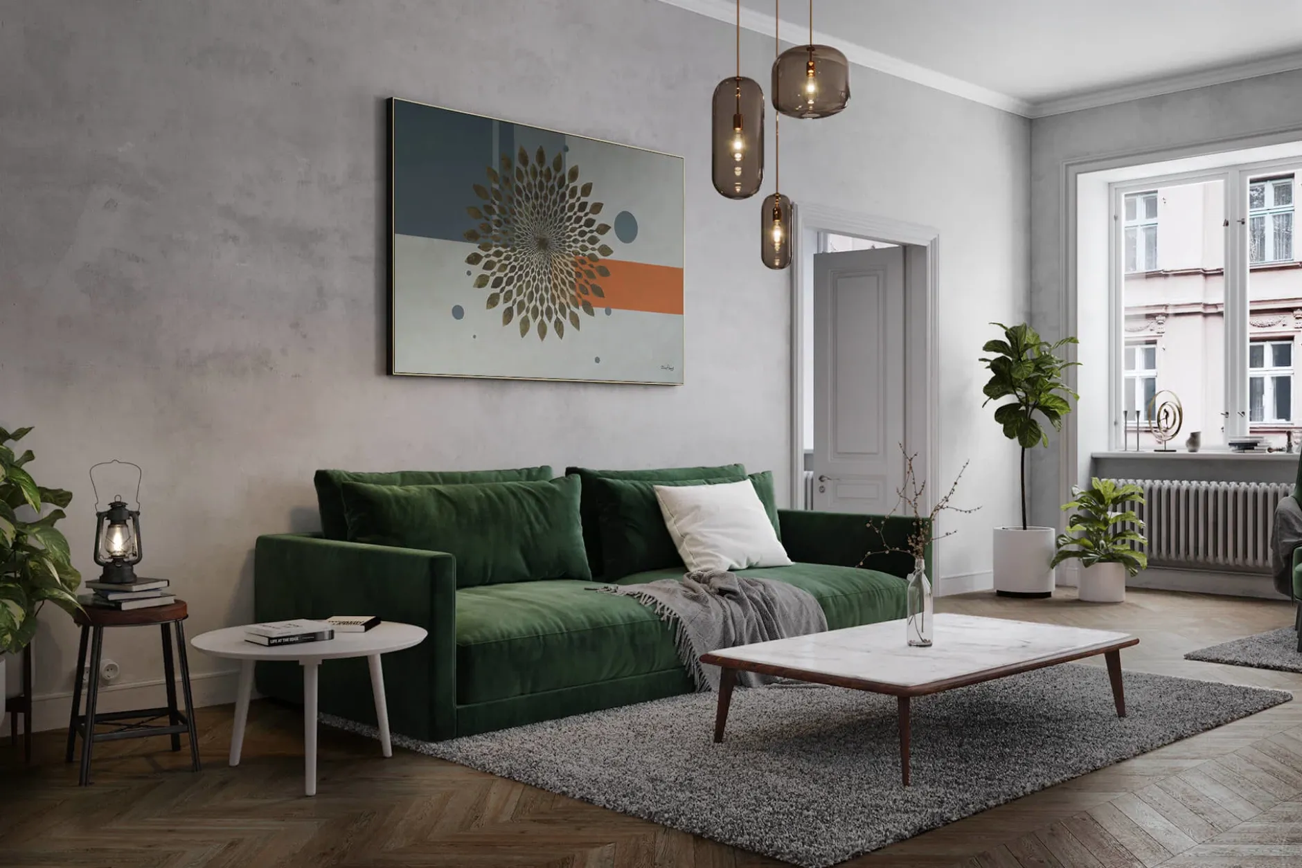 Öl Gemälde 'Geometric Sun' | Handgemaltes Unikat