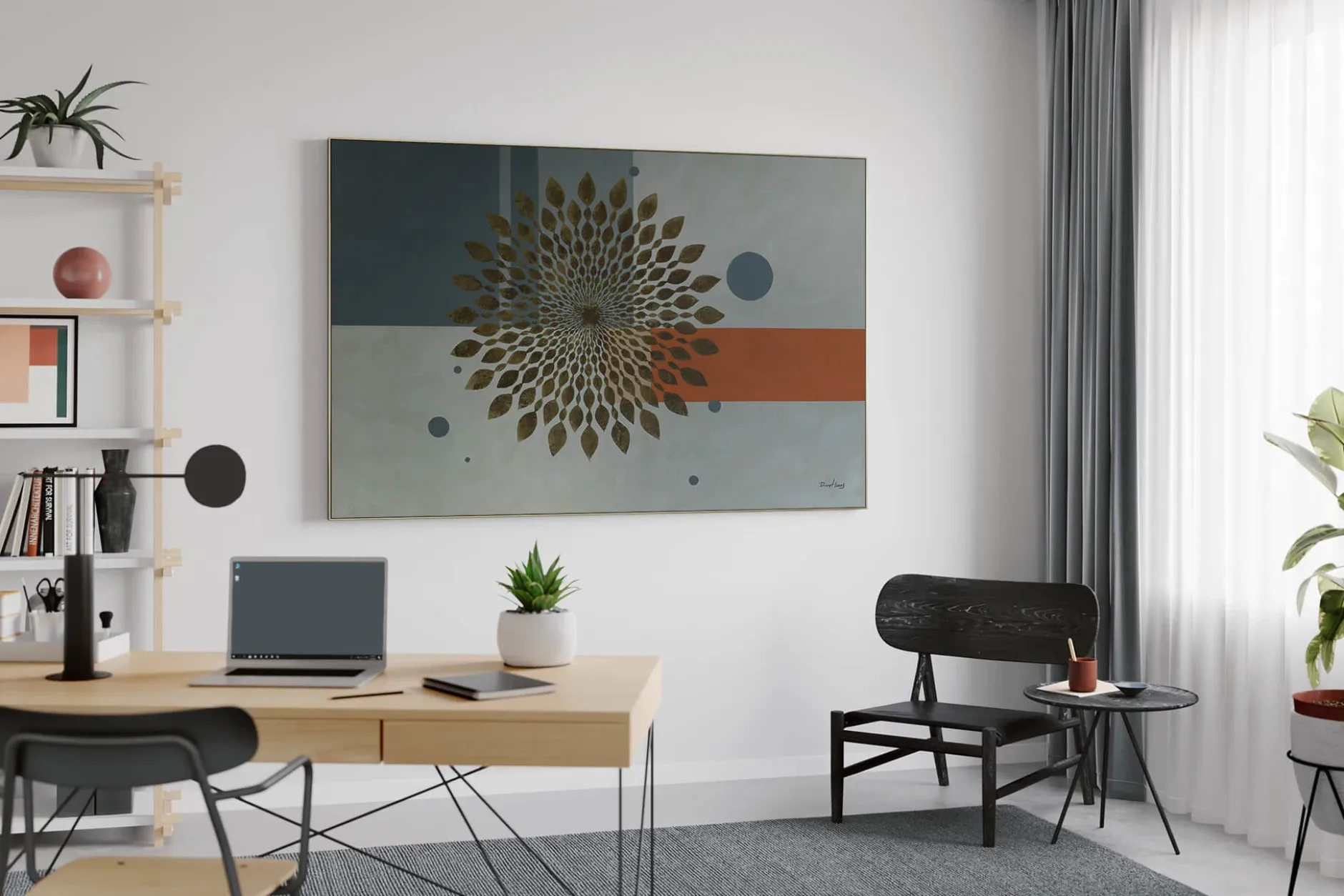 Öl Gemälde 'Geometric Sun' | Handgemaltes Unikat