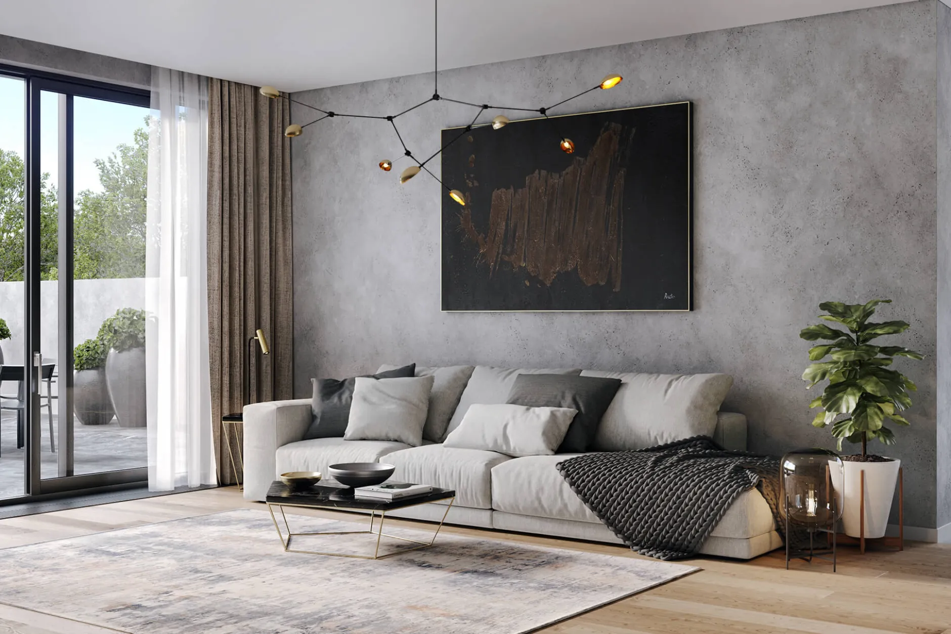 Öl Gemälde 'Golden Fragments' | Handgemaltes Unikat