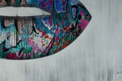 Öl Gemälde 'Graffiti Lips' | Handgemaltes Unikat