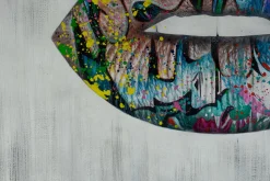 Öl Gemälde 'Graffiti Lips' | Handgemaltes Unikat