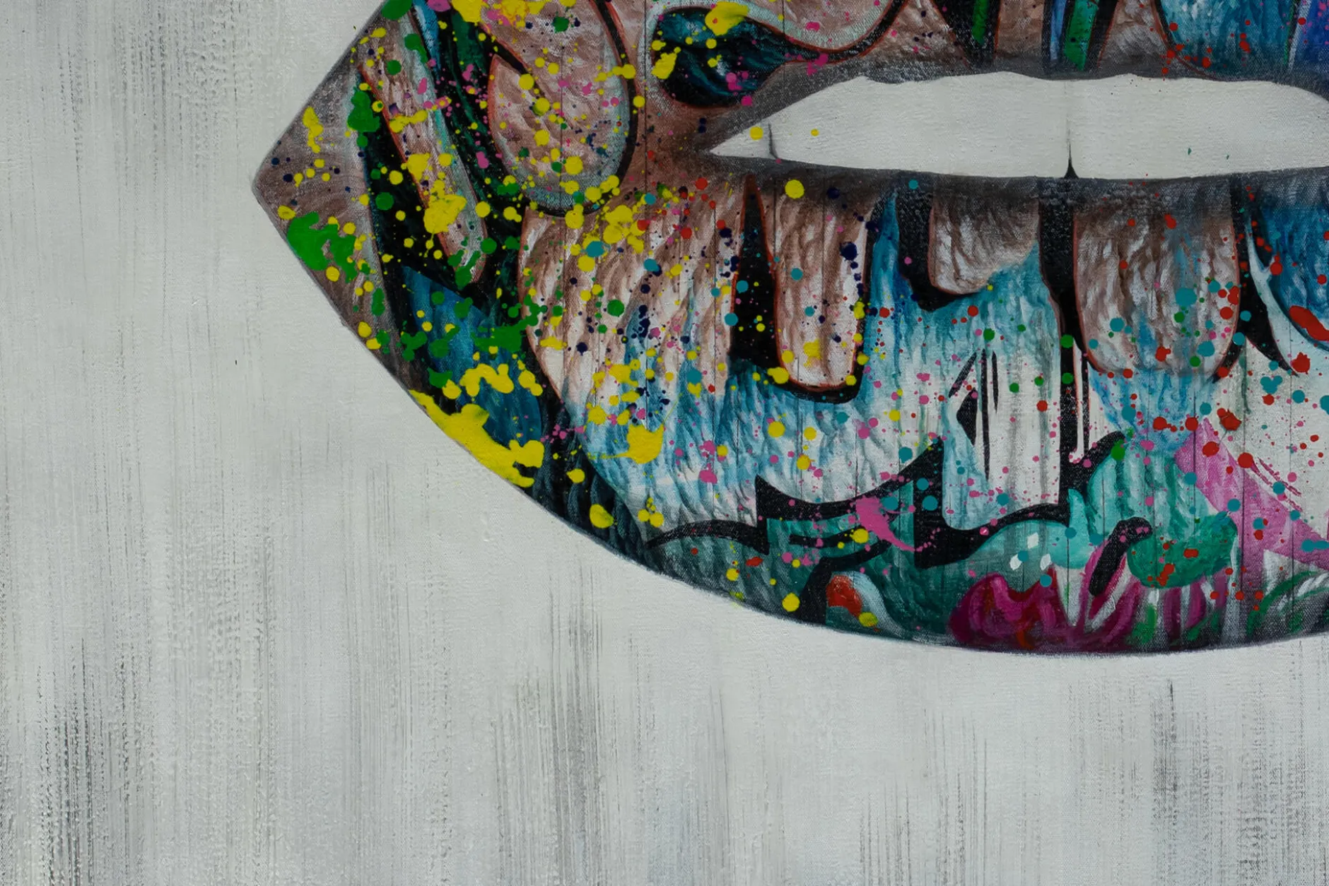 Öl Gemälde 'Graffiti Lips' | Handgemaltes Unikat