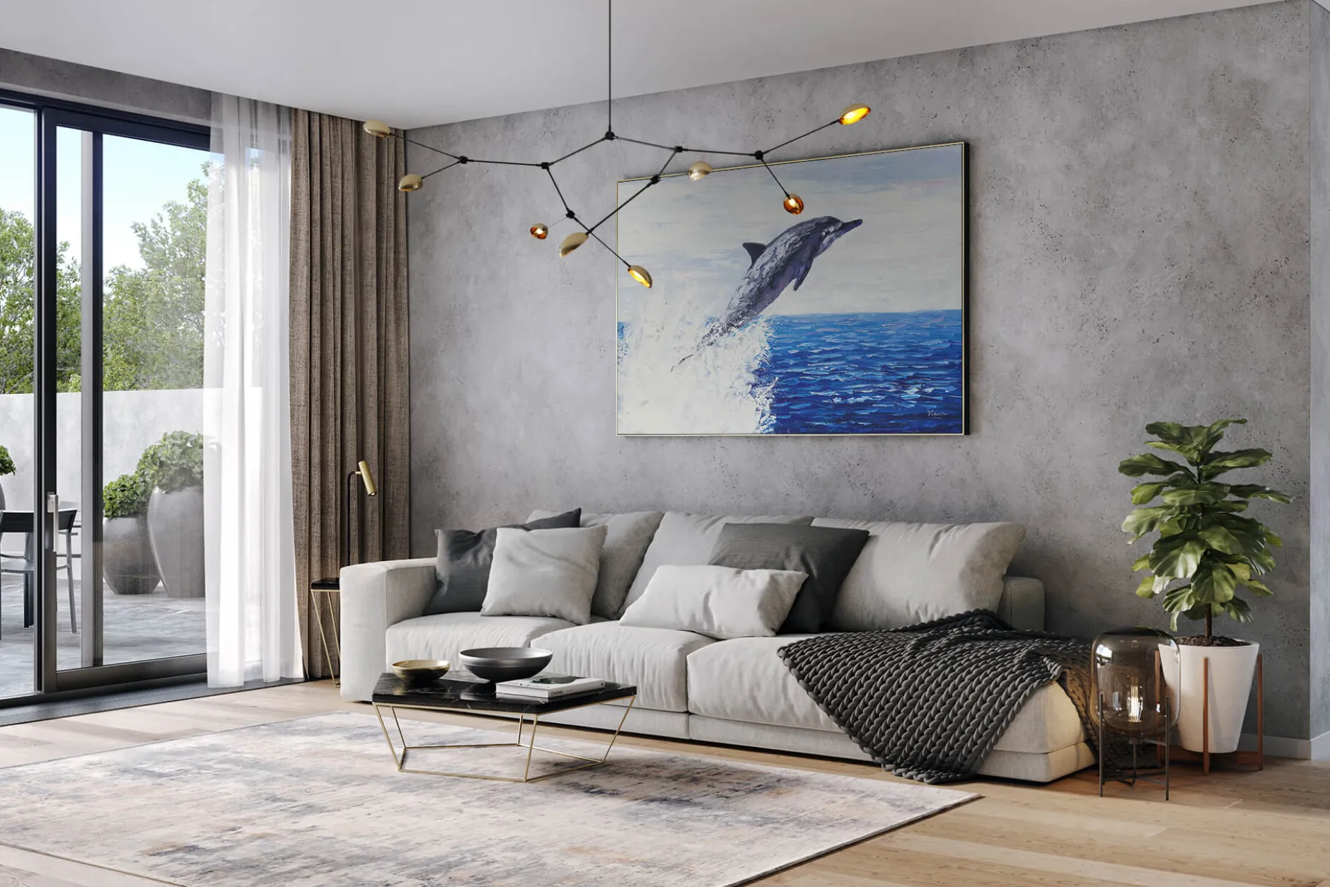 Öl Gemälde 'Ocean Dolphin' | Handgemaltes Unikat