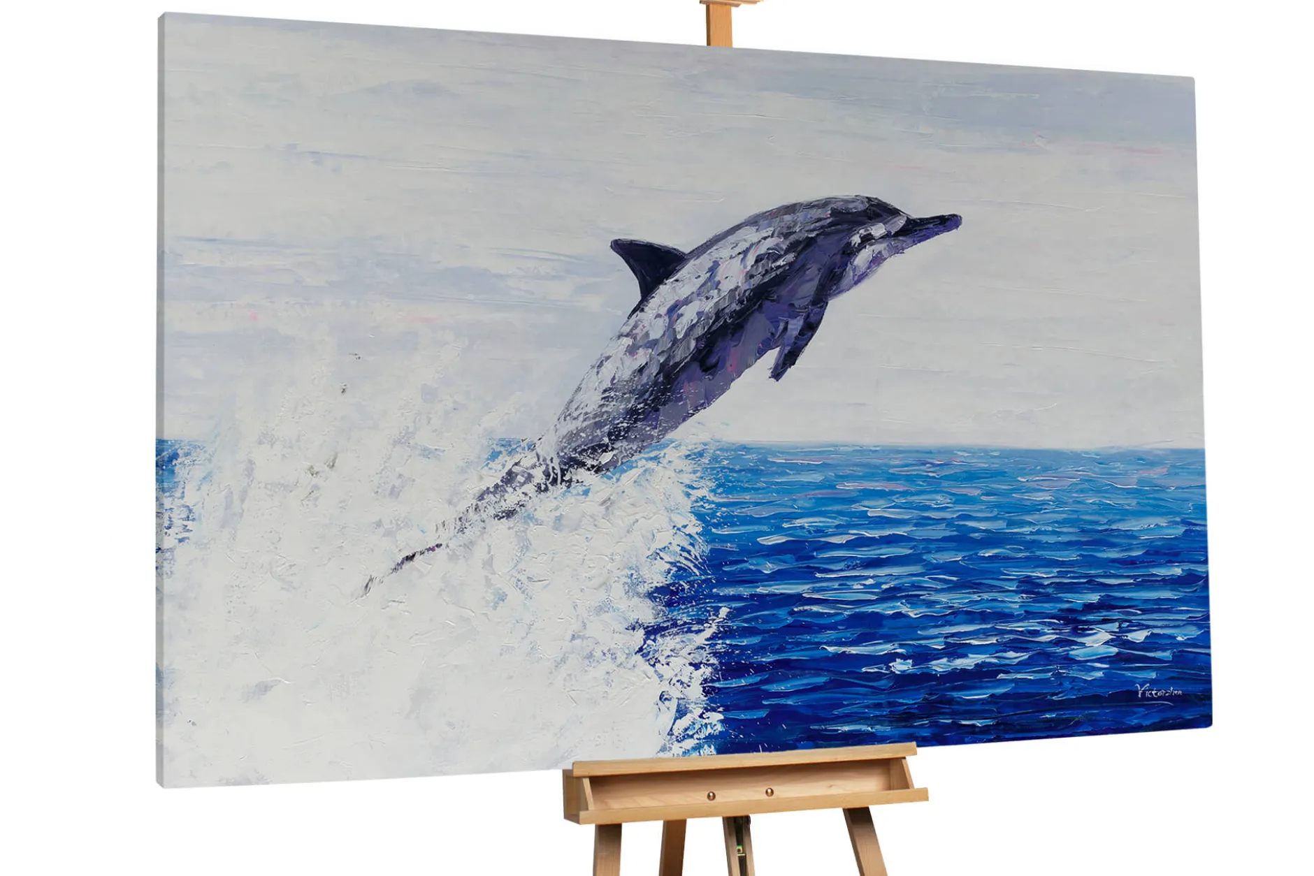 Öl Gemälde 'Ocean Dolphin' | Handgemaltes Unikat