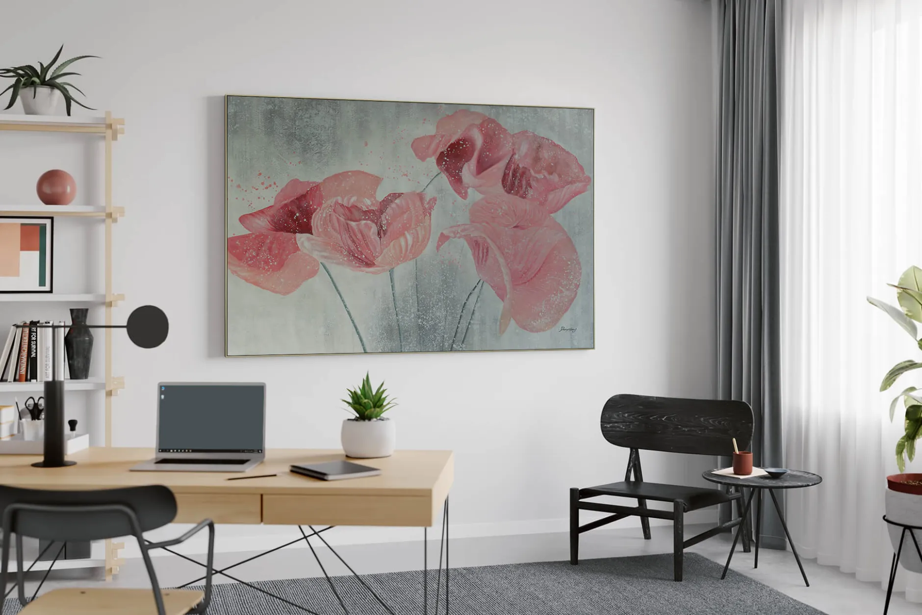 Öl Gemälde 'Poppies in the Haze' | Handgemaltes Unikat