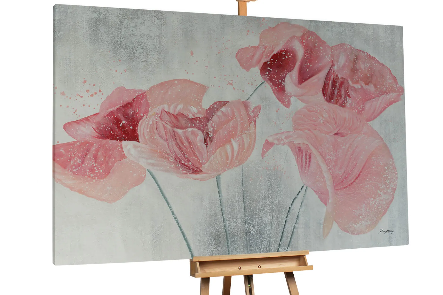 Öl Gemälde 'Poppies in the Haze' | Handgemaltes Unikat