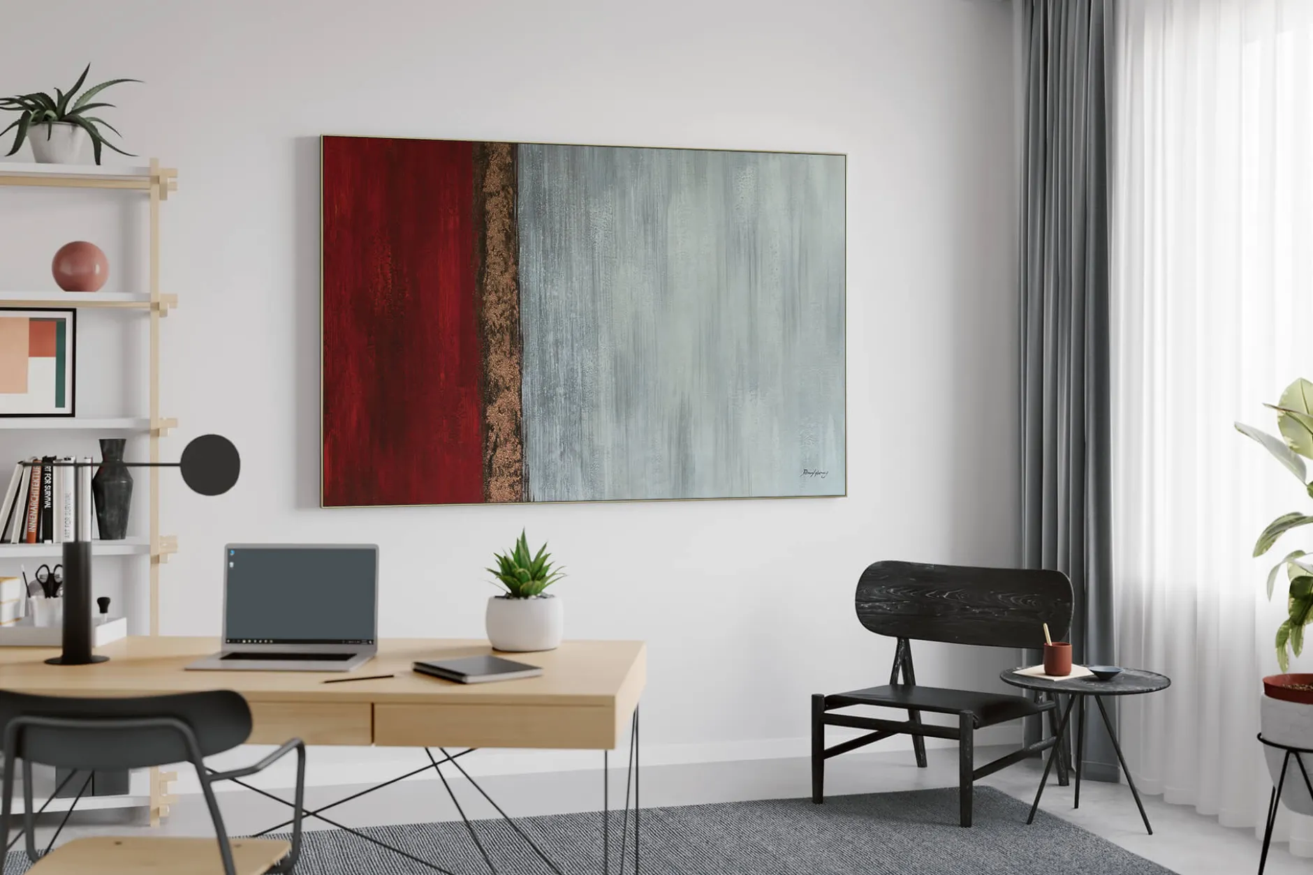 Öl Gemälde 'Scarlet Contrast' | Handgemaltes Unikat