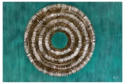 Öl Gemälde 'Solar Disk on Emerald' | Handgemaltes Unikat