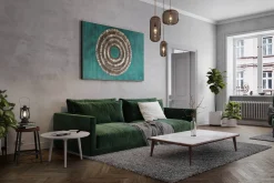 Öl Gemälde 'Solar Disk on Emerald' | Handgemaltes Unikat