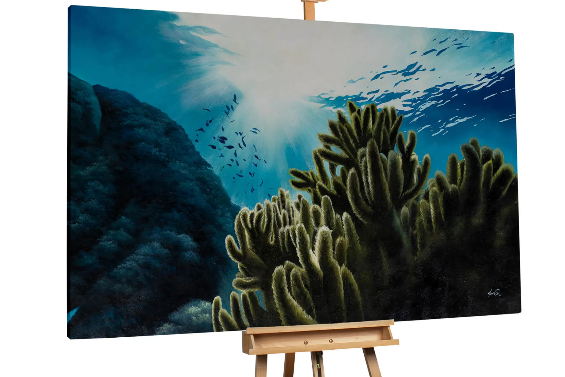 Öl Gemälde 'Underwater Blue' | Handgemaltes Unikat