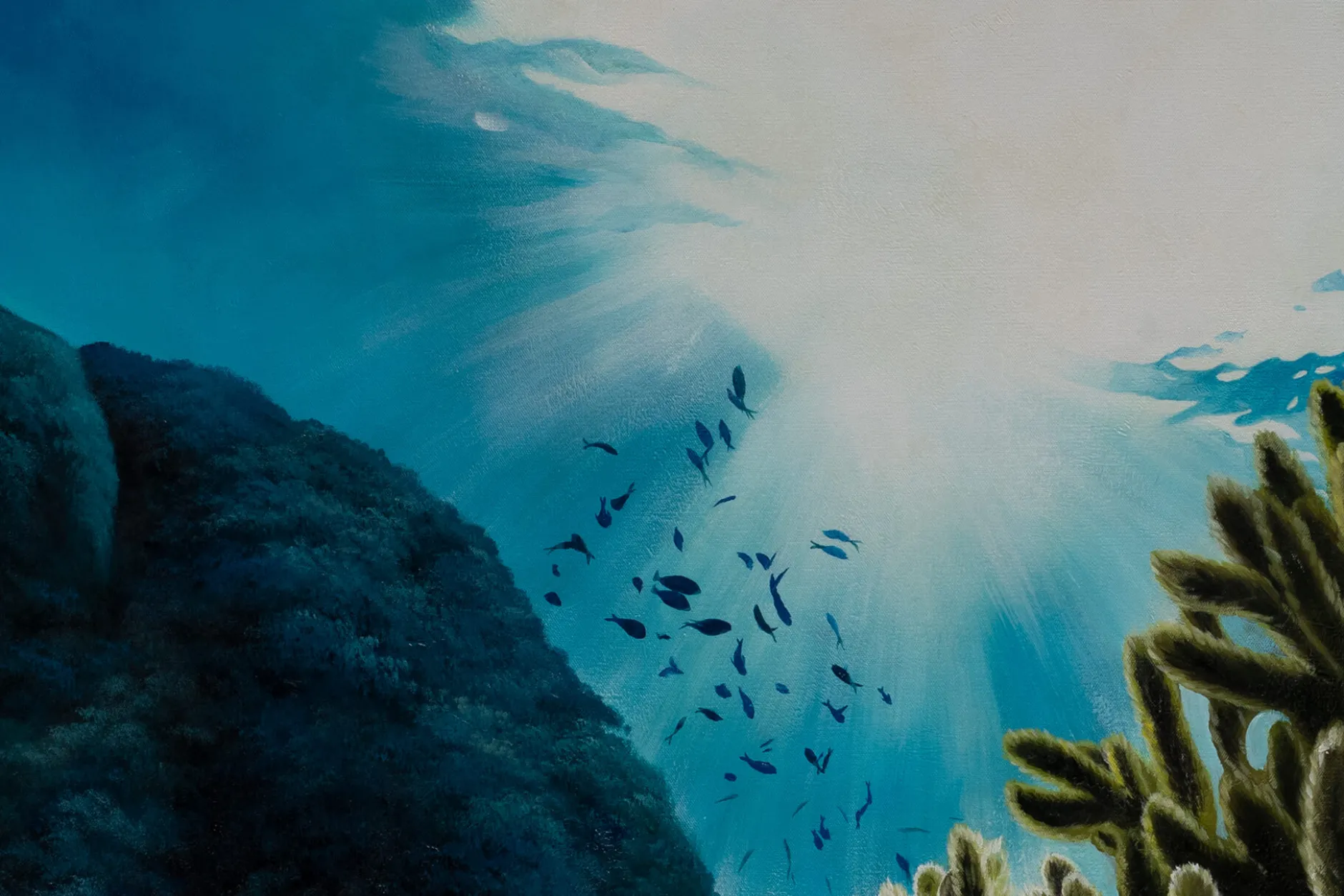 Öl Gemälde 'Underwater Blue' | Handgemaltes Unikat