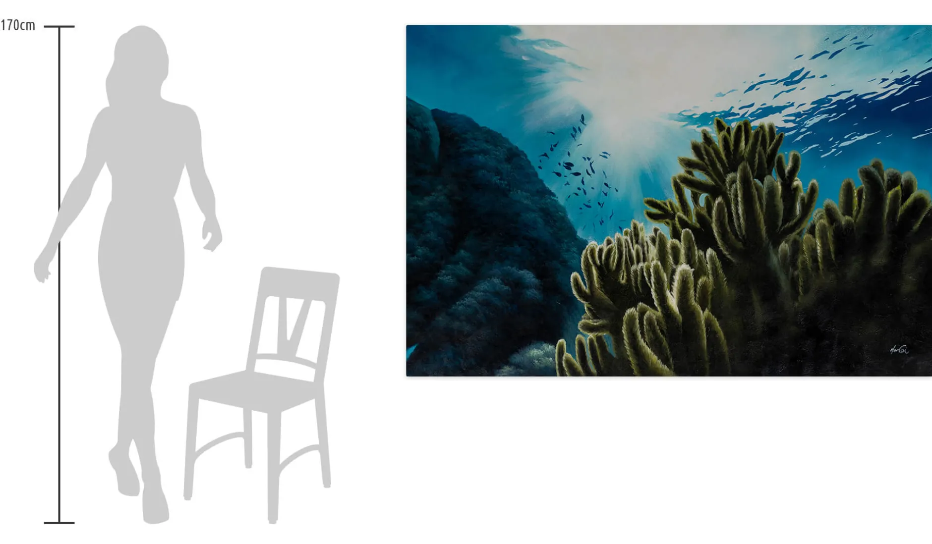 Öl Gemälde 'Underwater Blue' | Handgemaltes Unikat