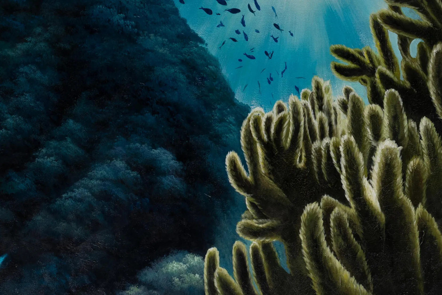 Öl Gemälde 'Underwater Blue' | Handgemaltes Unikat