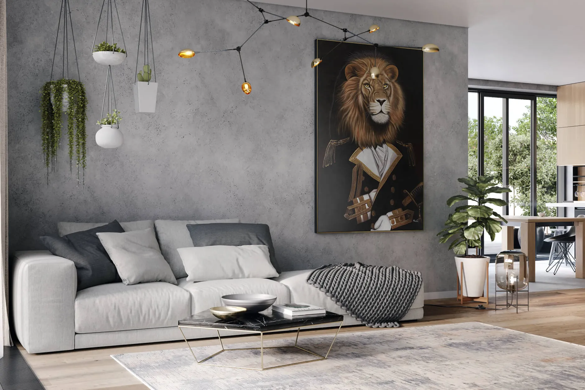 Öl Gemälde 'Warrior Lion' | Handgemaltes Unikat