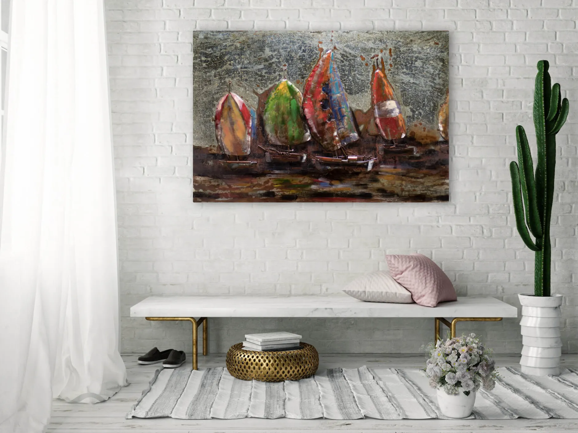 Metallbild 3D 'Around the World' 100x70x8cm
