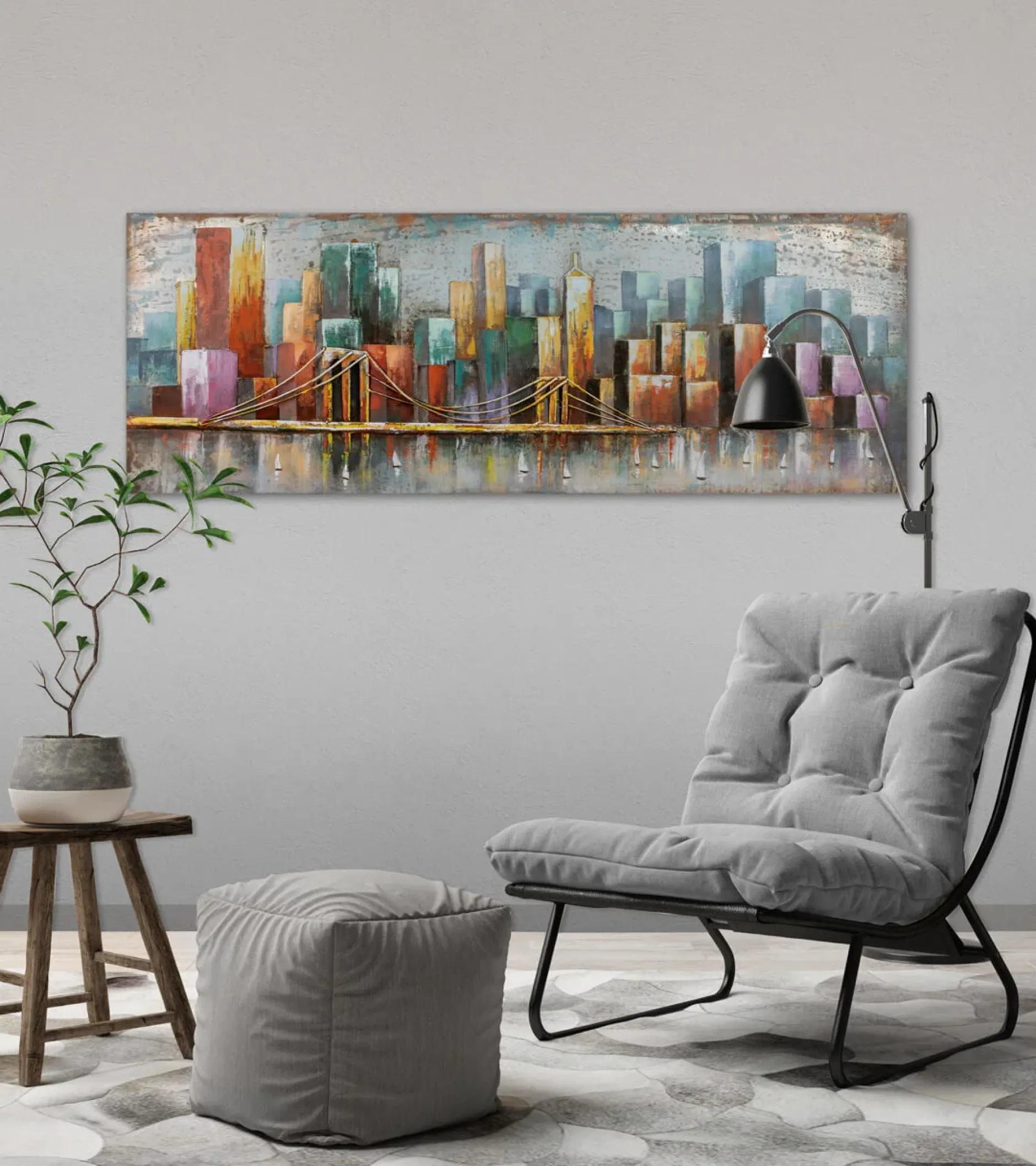 Metallbild 3D 'Bridge the Gap' 140x50x4cm